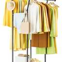 Double Rods Clothes Rack, Rolling Clothing Rack with Wheels, Metal Clothing Racks for Hanging Clothes, Portable Garment Rack Sturdy Closet Rack Trending Coat Rack for Laundry Bedroom Living Room