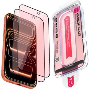UARMOR Screen Protector for [iPhone 17 Pro] Red Light Converter, Anti-Blue Light, 9H Tempered Glass with Easy Installation Kit, Full Edge Coverage Fit, [2 Pack]