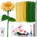 Pipe Cleaners Craft,Sunflower Pipe Cleaner Flowers,4 Assorted Colors Pipe Cleaners Bulk,Chenille Stems for DIY Flower Making Kit with Floral Wires,Scissors,Ruler,Hot Melt Glue Guns and Glue Sticks