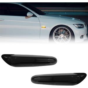 2PCS LED Side Marker Lights Compatible with BMW 1 3 5 Series E36 E46 E60 E87 E90 E92 X1 X3, Driver & Passenger Side Front Fender Turn Signal Smoked Lens Dymanic Amber Lights, Car Accessories
