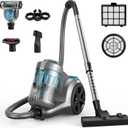 1700W Canister Vacuum Cleaner, 45Kpa Bagless Vacuum Cleaner, Multi-Cyclonic Filtration, 2 Anti-Allergen HEPA Filters, 3.5QT Dust Cup, 4 Tools, No Hair Tangles for Hard Floor, Pet Hair, Cerulean