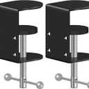 2-Pack 2 Inch Heavy Duty Black C-Clamps for Desk & Table, 0.6-2.2 Inch Clamping Range, 2 Mounting Holes, Metal Workbench Clamps
