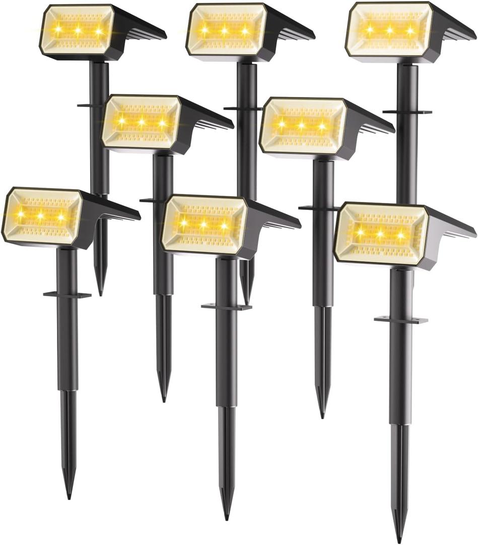 Fabrito 8 Pack Solar Spot Lights Outdoor Waterproof IP67, [108 LEDs, 4 Modes] Dusk to Dawn Spotlights for All Night, 2-in-1 Solar Landscape Lights for Garden, Yard, Tree, Pool, Warm White