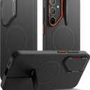 SURITCH for Samsung Galaxy S24 Phone Case, Magnetic Protective Cover with Camera Cover & Adjustable Metal Kickstand for Galaxy S24 (2024)-Black