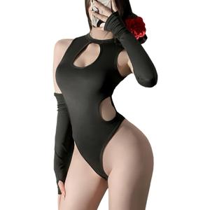SINROYEE Women Sexy Tank Bodysuits Tops Sleeveless Cutout Bodysuit Streetwear Outfit (Small, Black)