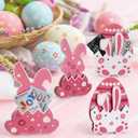 AceOrbit 6 Pcs Easter Bunny Money Holder Wooden Rabbit Gift Cards Wooden Basket Stuffers for Toddlers Money Easter Eggs Bunnies Holder Bulk Cash Gifts Decor Ideas