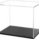 QWORK Acrylic Mini Helmet Display Case, Clear UV Protection Holder, Dustproof Storage Showcase for Collectibles, Jewelry, Figurines, and More, 7.25.15.5 Inches