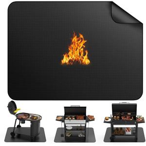 Fireproof Outdoor Grill Mat for Grills and Flat Top Griddles, Thin Heat Resistant BBQ Mat, 20 mil 65 x 48 Inch, Black