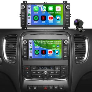 Android Upgrade Radio for Jeep Grand Cherokee 2011 2012 2013, Dodge Durango 2011-2013, 7in Touchscreen Car Stereo Replacement Apply Carplay Android Auto 5GWifi FM Camera GPS Navigator