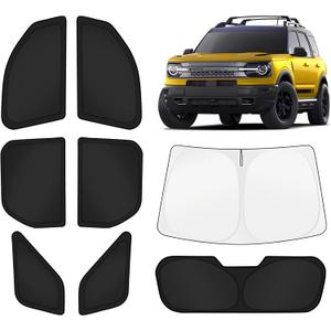 KUST Car Window Shades for Ford Bronco Sport 2021-2025 2026 Windshield Sun Shade Side Window Cover UV Block Privacy Protection Accessories for Camping Blackout Rear Back Full Set 8PCS