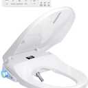 Bidet Toilet Seat Elongated, Electric Heated Seat with Instant Warm Water, Remote & Side Knob Control, Self-Clean Nozzle, Soft Close Lid, Night Light, Warm Air Dryer (White)