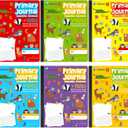 Fulmoon 6 Pcs Primary Composition Notebook K-2 with Picture Space Primary Journal Grades K-2 Draw and Write Journal Composition Book for Preschool Classroom, 80 Sheet (Multicolor)