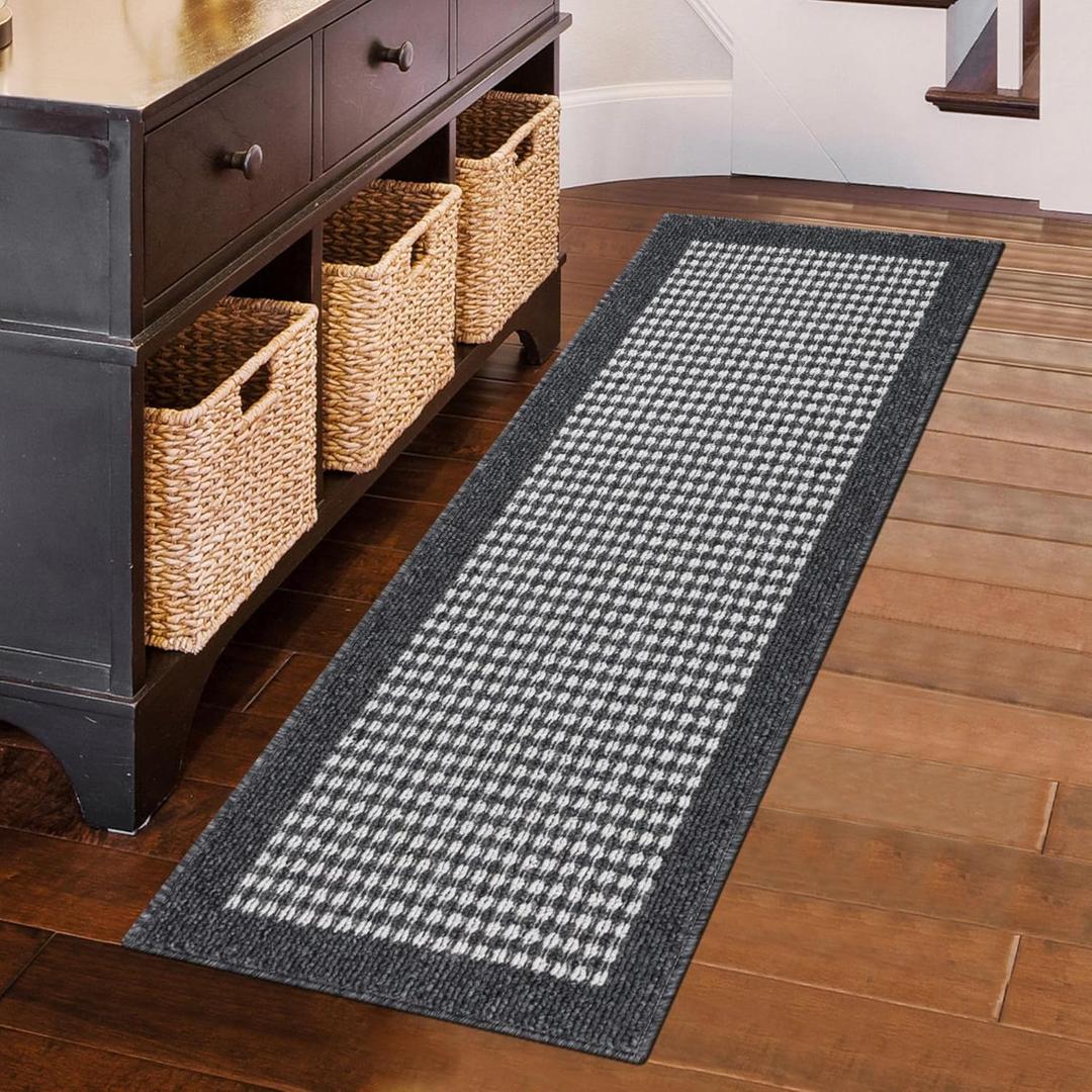 Ileading Laundry Room Runner Rug 20"X59" Water Absorbent Kitchen Floor Mats Non Slip Entryway Throw Rugs Machine Washable Small Carpet for Doormat Hallway Sink Bedroom Petmat (Black) (4'11" x 1'8" (Rectangular))
