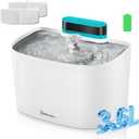 Cat Water Fountain, App Control Wireless Cat Fountain, 122oz/3.6L Pumpless Water Fountains for Cats Indoor with Stainless Steel Tray, WiFi Dog and Pet Water Fountain (White, Fountain+2 Fliters)