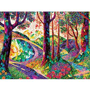 RoseArt - Stained Glass - The Long and Winding Road - 300 Adult Piece Jigsaw Puzzle for Adults