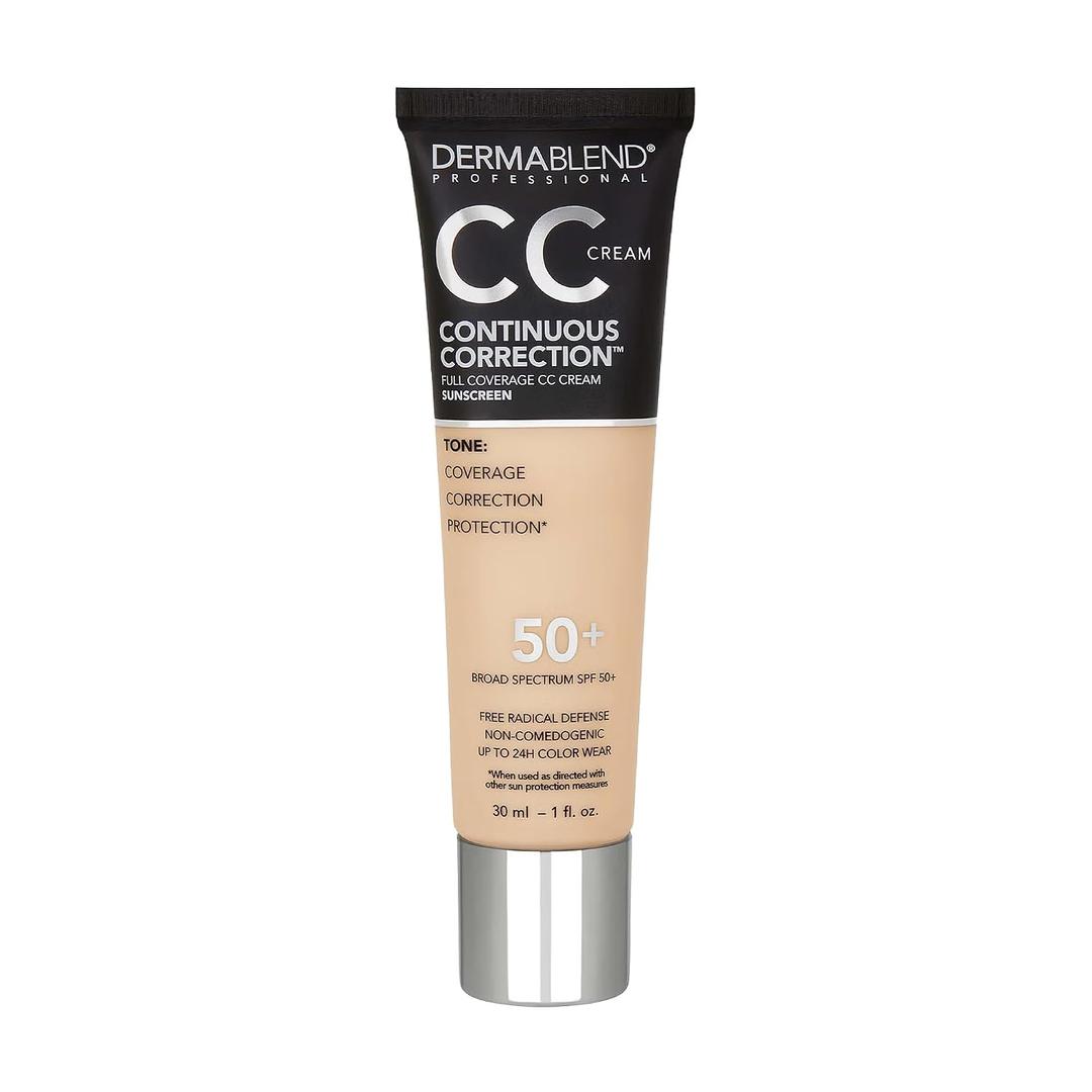 Dermablend Continuous Correction Tone-Evening CC Cream Foundation SPF 50+, Full Coverage Foundation Makeup & Color Corrector, Oil-Free