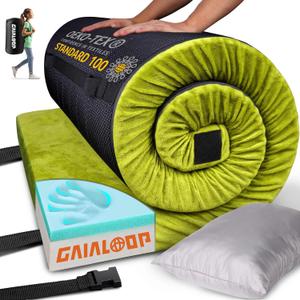 Gaialoop Thick Memory Foam Camping Mattress Sleeping Pad [Car/ Tent/ Cot] 3" Portable Floor Mat Roll Up Mattress for Guests Kids Sleepover Travel [Kid: 62 * 23 * 3"]