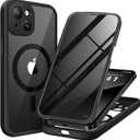 BERFY for iPhone 14 Case, Compatible with MagSafe, Built-in Privacy Screen Protector and Camera Protection, Anti-Spy Full Body Shockproof Clear Phone Case for 14 6.1", Black