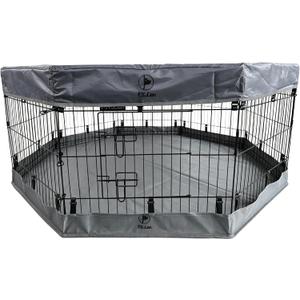 Puppy Playpen with Top Cover & Bottom Pad, 8 Panels 24" H, Gray
