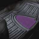 FH Group Premium Liners Tall Channel Trimmable All Weather Rubber Full Set Car Floor Mats (Purple) w. Trimmable All-Season Cargo Liner (Black) - Universal Fit for Cars Trucks and SUVs