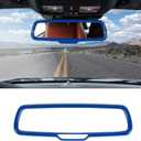 RT-TCZ Rear View Mirror Cover Trim Frame Interior Decoration Accessories for Dodge RAM 2010-2017,for Dodge Challenger 2015-2022,for Dodge Charger 2010-2022,Blue