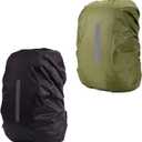 2 Pack Waterproof Rain Cover for Backpack, Backpack Rain Cover with Reflective StripRucksack Rain Cover for Bicycling/Hiking (1 Pcs Black + 1 Pcs Army Green), Size: L (For 40L-55L backpack)