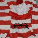 Waldo Red and White Striped Shirt Adult Men Women's Halloween Cosplay Costumes Funny Sweatshirt Outfit Glasses Suits (Large)