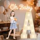 HXWEIYE Big Light Up Letters A3FT Large Marquee Letters with lights, Mosaic Balloon Frame, Giant Baby Letter for baby shower Birthday Graduation Engagement Party Wedding Christmas Decor (Warm White)