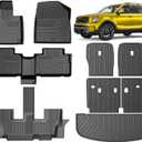 KUST Floor Mats Set for 2020-2025 Kia Telluride 7 Seats, Rear Cargo Trunk Liner with 2nd/3rd Row Backrest Kick Mat All Weather Protection for Telluride Accessories TPE Rubber High Edge