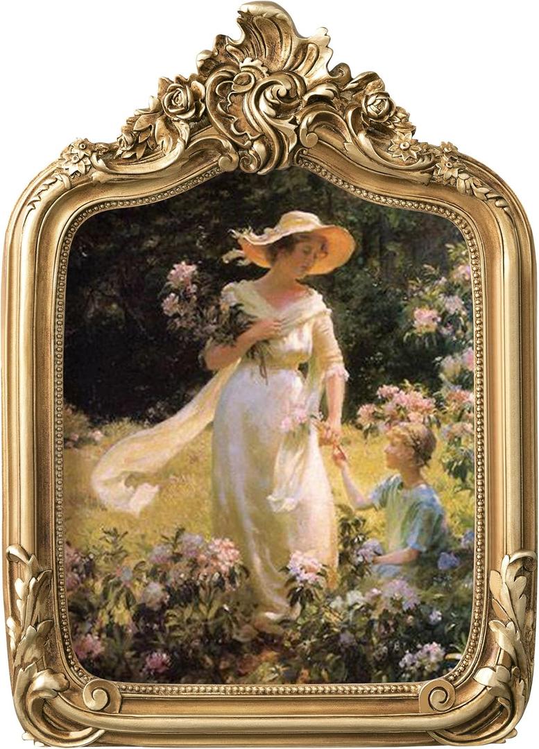 Eletecpro 8x10 Vintage Arch Picture Frame with Glass Cover, Antique Ornate Gold 8 by 10 Photo Frame for Tabletop or Wall Decor, Vintage Gold