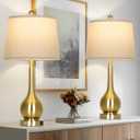 26" Gold Table Lamps Set of 2 for Living Room, Touch Control Bedroom Lamps for Nightstand, 3-Way Dimmable Bedside Lamp with USB A+C Port (2 LED Bulbs Included)