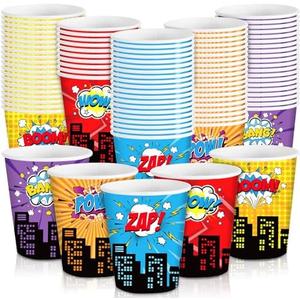 Maxcheck 100 Pcs 9 oz hero Cups Disposable Party Supplies Paper Colorful Fun Drinking Cups Birthday Party Favor Decorations