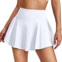 SANTINY Pleated Tennis Skirts for Women with Pockets Women's High Waisted Running Workout Athletic Golf Skorts Skirts (White, XXL)