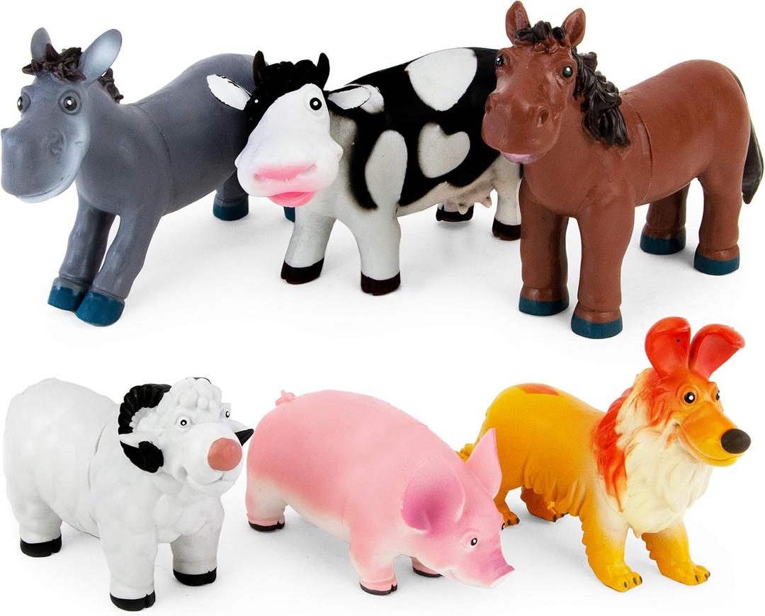 Boley Soft Farm Animal Toys - 6 Piece Small Farm Animal Figures for Kids Ages 3 and Up - Cute Soft Plastic Animal Figurines Set - Farm Animals for Toddlers