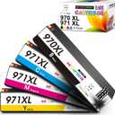 MS DEER 970XL 971XL Ink Cartridges, Compatible Replacement for HP 970 971 XL HP970 HP971 for HP OfficeJet Pro X576dw X476dw X451dw X451dn X551dw X476dn MFP Printer (4-Pack, Black Cyan Magenta Yellow)