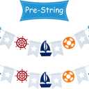 2 Pieces Nautical Bunting Banner Cruise Door Decorations Sailboat Yacht Lighthouse Bunting Garland for Nautical Themed Birthday Party Baby Shower Anniversary Decoration