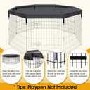 Dog Pet Playpen 8 Panel 24 Inch Top Cover for Small Medium Pets Indoor Outdoor (Only Cover,Playpen Not Included)(Black Top Cover)