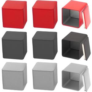 9 PCS Empty Tin Cans with Lids, Square Airtight Metal Containers, Small Portable Tea Organizer for Sugar Candy Spice Snack Cookie Storage DIY Gift Box (Red, Black, Silver), 2.6 x 2.6 x 2.76 Inch