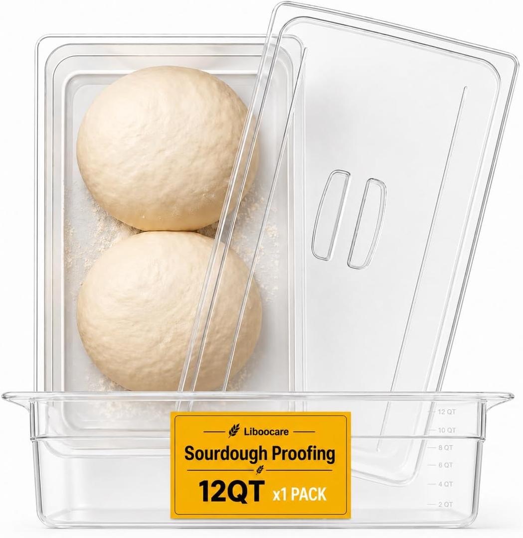 Dough Proofing Container, 1 Pack 12QT Dough Containers for 8-10 Dough Balls Large Capacity, Clear BPA-Free Dough Rising Box with Lid for Sourdough, Pizza Dough Container Stackable