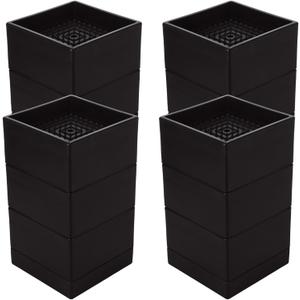 4 Pack Bed Risers 4 inch Heavy Duty Furniture Risers Table Risers Support up to 1100 Lbs, Square Couch Risers Heavy Duty for Bed Frame, Sofa, Bed, Table, Chair, Couch (Black)