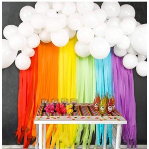 JOYYPOP Rainbow Party Decorations with White Balloon Garland and Rainbow Crepe Paper Streamers for Rainbow Baby Shower Rainbow Birthday Party