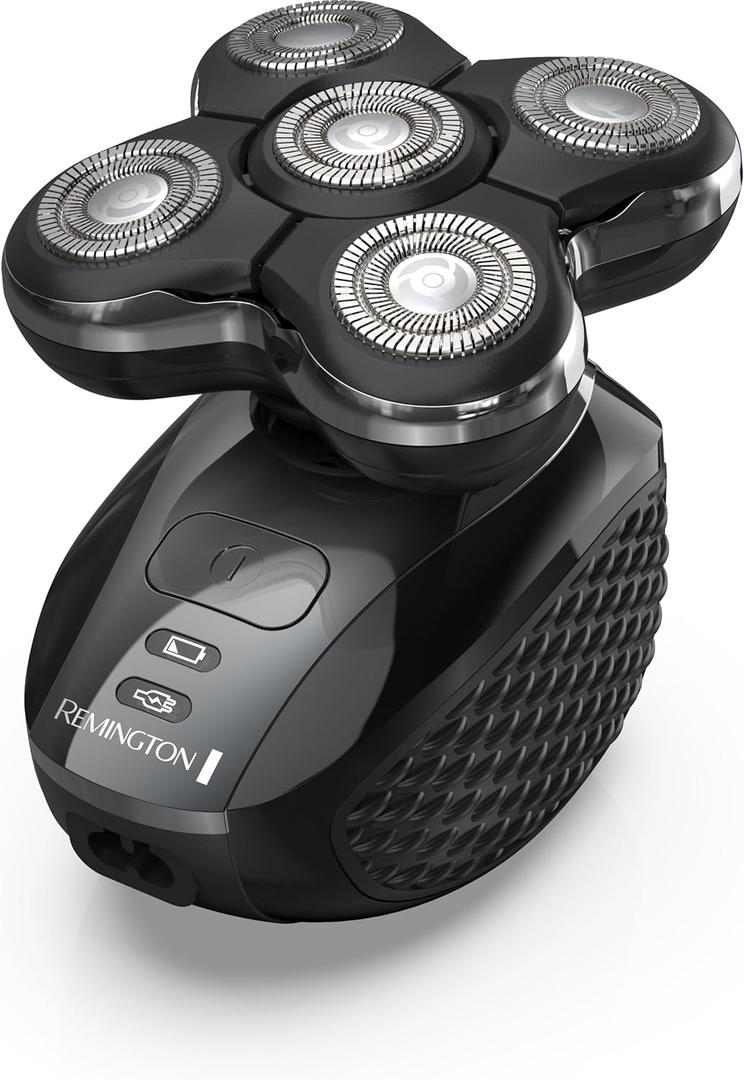 Remington Balder Pro XR7000 Head Shaver for Bald Men, Cordless Electric Razor, 5 Dual Track Rotary Blades, Waterproof Wet/Dry, Lithium Rechargeable, Hair Capture Chamber, Pop-Up Trimmer 