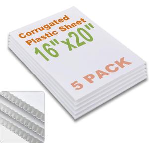 Falling in Art 16x20 Corrugated Plastic Board, 5 Pack Coroplast Plastic Sheet, 3/16 Inch Thick White Double-Sided Blank Poster Board for Indoor and Outdoor Use