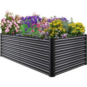 6x3x2ft Metal Raised Garden Bed,Deep Root Outdoor Galvanized Planter Box,Patio Kit Planting Beds for Vegetables Flowers Herb,Black