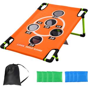 2026 Upgraded Arcade Style Cornhole Board with 8 Bean Bags|3x2 FT Regulation Corn Hole Games|15+ Multi-Games| Durable All-Weather Fabric for Outdoor Fun Camping Travel Beach Yard Backyard Lawn