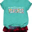 Teacher Shirts for Women Teacher Gifts Short Sleeve Shirts Graphic Tees Summer Tops 2025 (L)