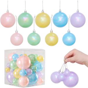 45Pcs Pastel Christmas Ball Ornaments Set - Pearl Colorful Shatterproof Christmas Tree Hanging Pendants for Xmas Tree Winter Holiday Candyland Party Wreath Garland Decorations