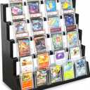 Trading Card Display Stand - 5-Tier Wooden Baseball Graded Card Display for PSA Slab, Card Stands for Sports Cards Collector, Pine Wood