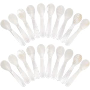Patelai 20 Pieces Set of Caviar Spoons Mother of Pearl Spoons with Handcraft Round Handle for Caviar, Egg, Ice Cream, Coffee, Kitchen, Restaurant Serving for Valentine Favors (7cm/2.75 Inch)