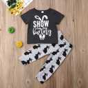 Kayotuas Toddler Infant Baby Boy Easter Outfit Bunny Letter Printed T-Shirt Tops and Jogger Pants Set Summer Clothes (Red)